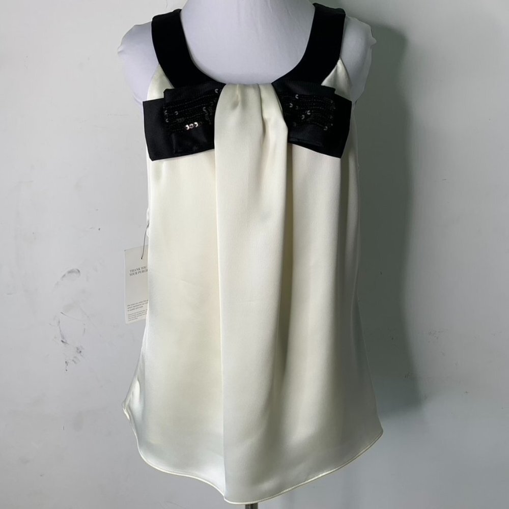NWT Chetta B Women's Y2K Evening Sequins Black White Ivory Mini Top Size 12